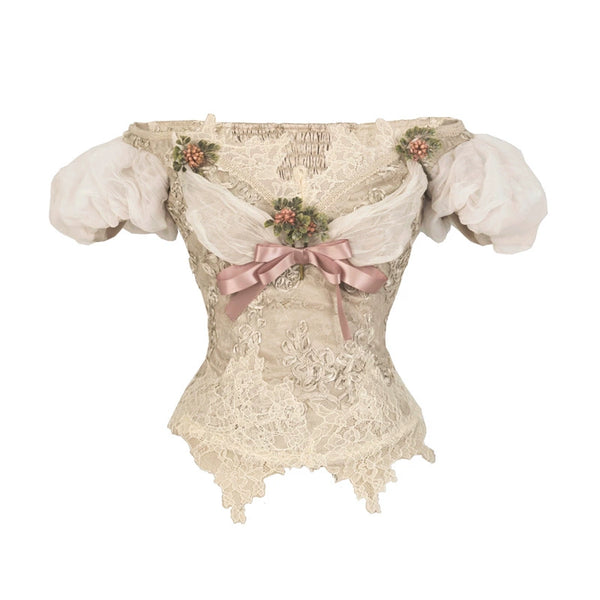 Edwardian Elegant One Shoulder Puff Sleeve Top + Leg Covers