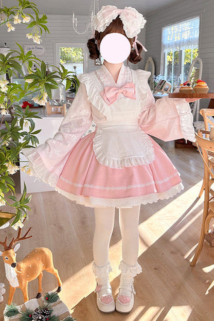 Cherry Maid Girly Top + Flared Skirt + Apron