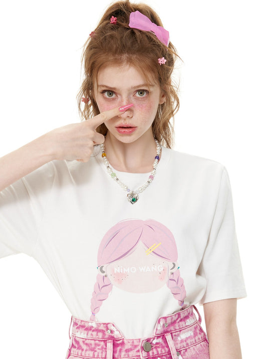 T-shirt en coton imprimé de losanges