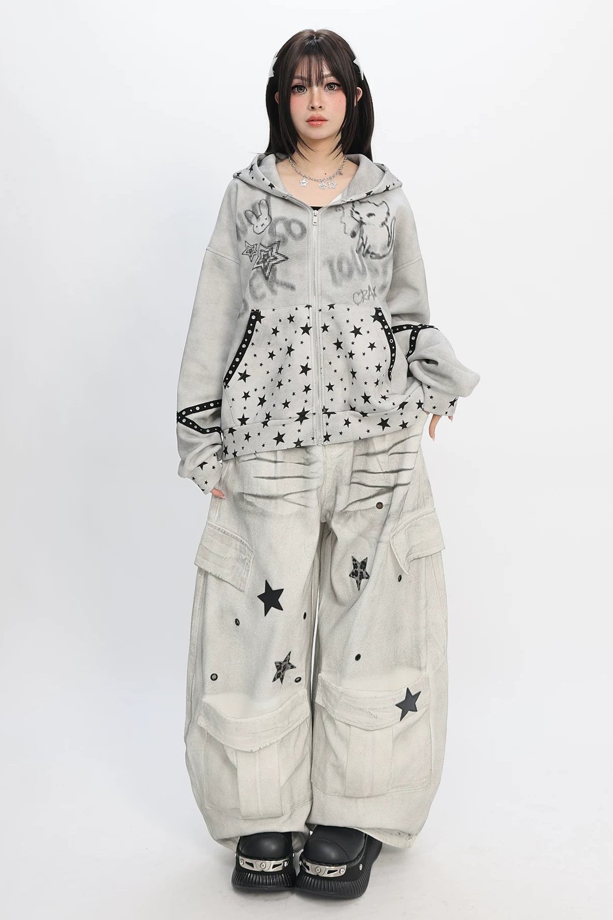 グラフィティタイダイフーデッドジャケット