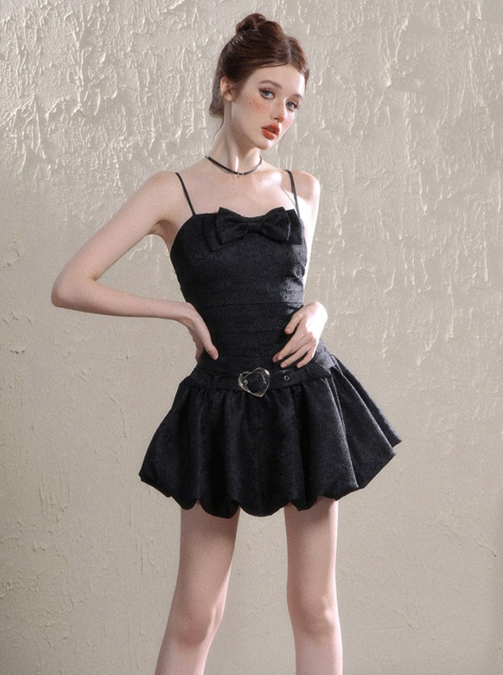 Little Hepburn Black Bow Sling Dress