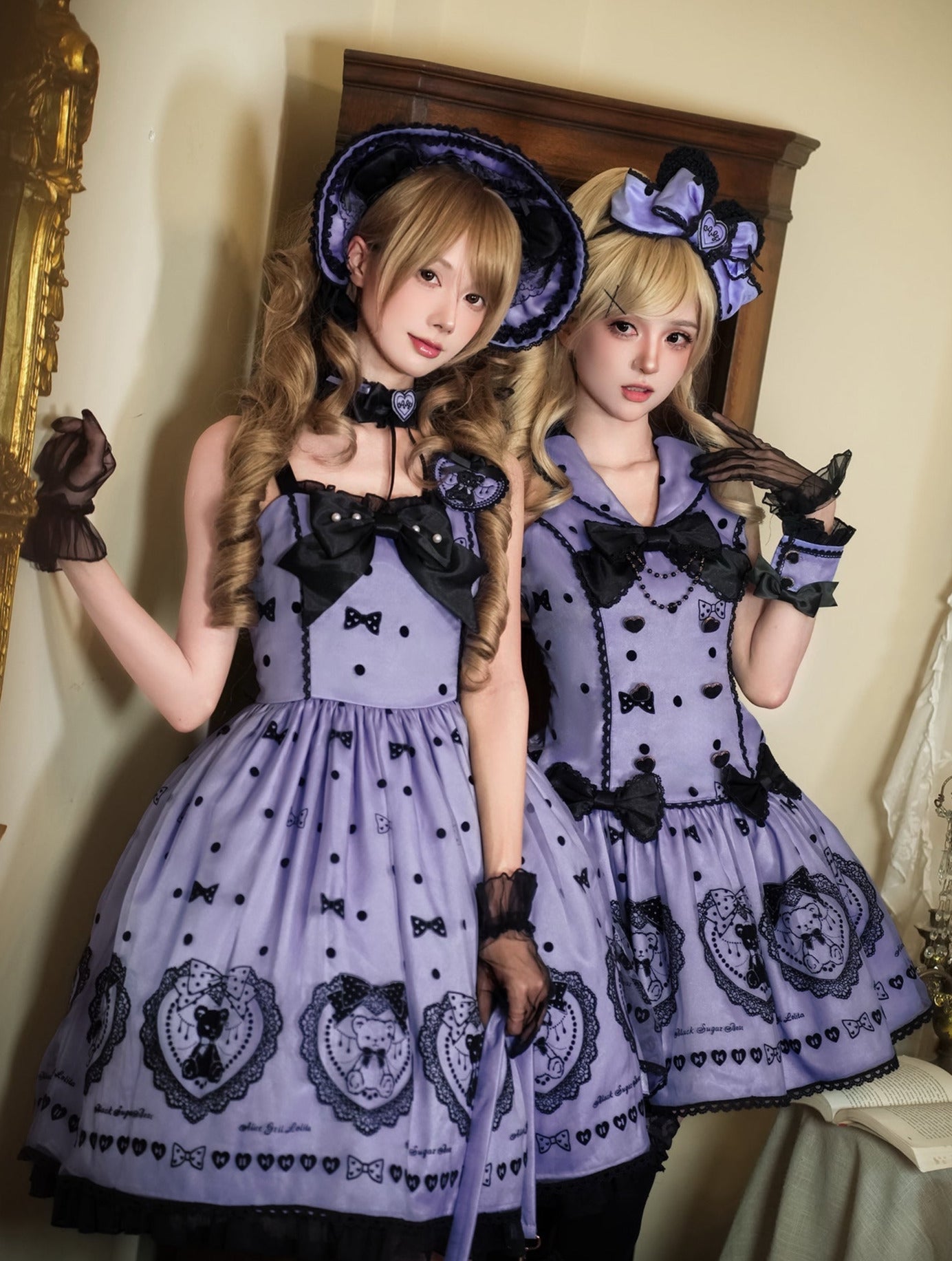 【5月26日予約締切】ピンクパープルテディベアシリーズスイートフロックサスドレス