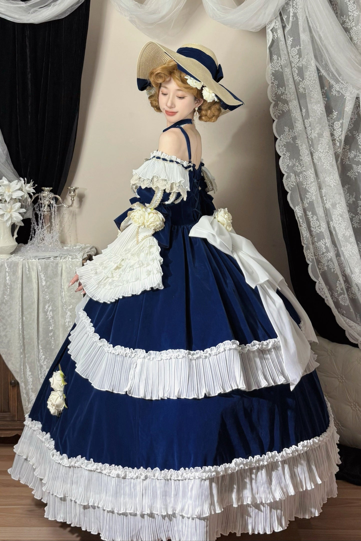 [Reservations] Rose Elegant Retro Classical Jewel Ribbon Dress