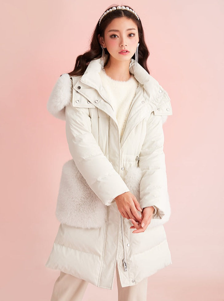 Pocket Fur Collar White Duck Down