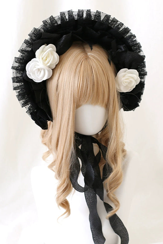 Rose Frill Lolita Bonnet