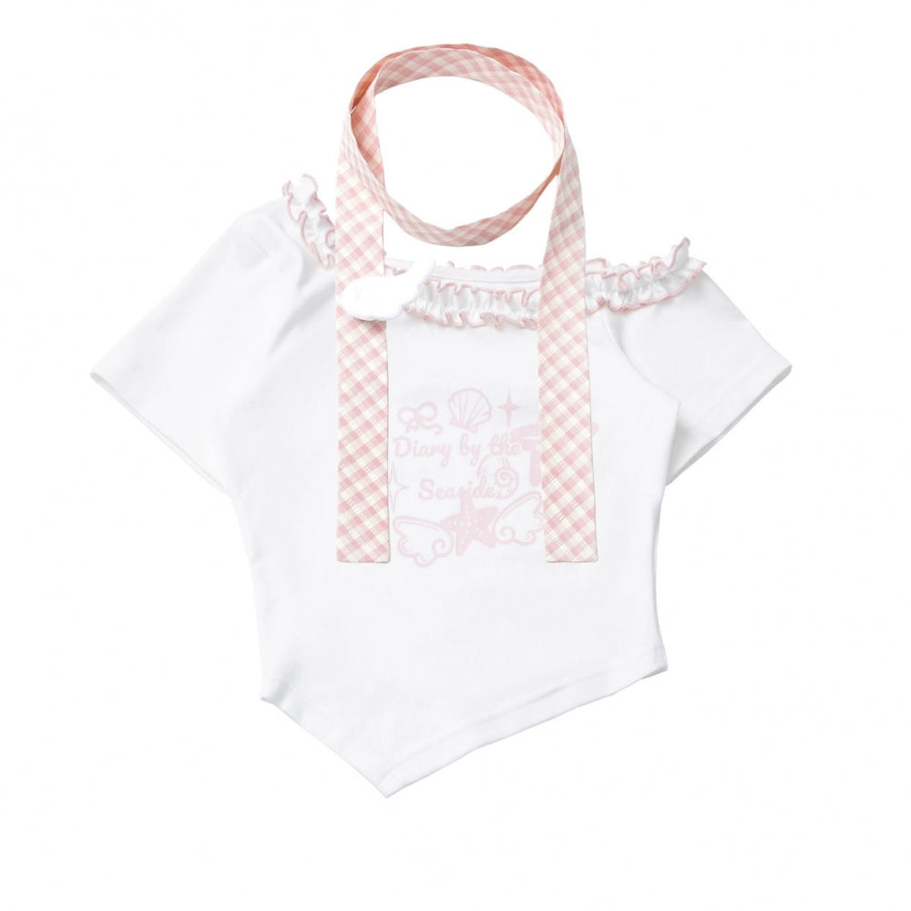 パステルスイートツインスカーフ付きTシャツ＋パフスカート＋アームカバー