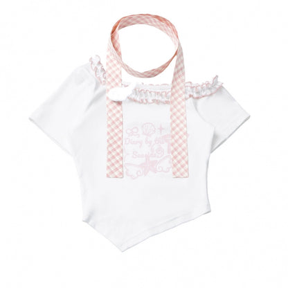 パステルスイートツインスカーフ付きTシャツ＋パフスカート＋アームカバー