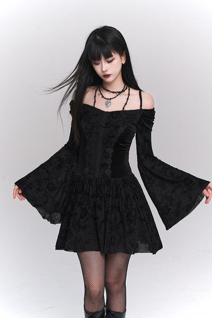 Wrap Sleeve Off Shoulder Mode Dress