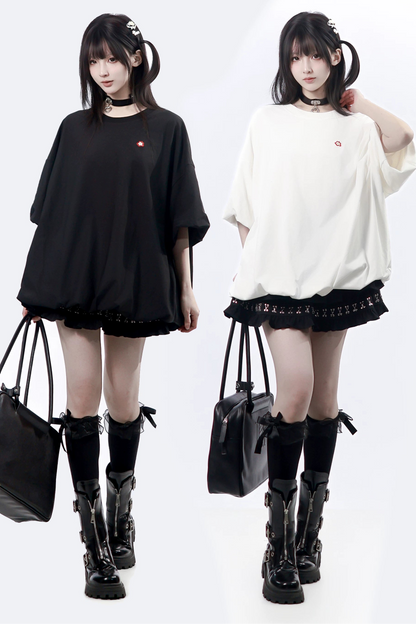 t-shirt oversize con logo mela