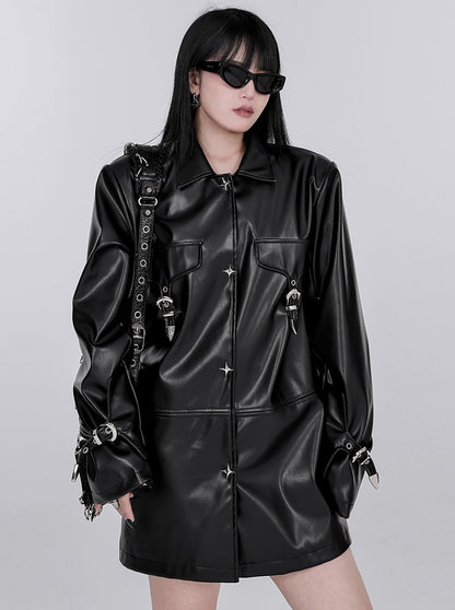 Punk Metal Leather Jacket