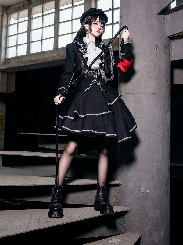 【軍服】ダークアーミーマント＋シャツ＋アシメスカート