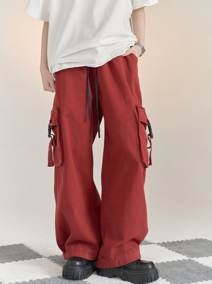 Solid color straight loose casual pants