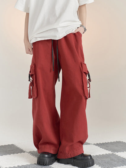 Solid color straight loose casual pants