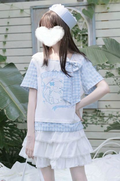 Gingham Check Ribbon Top + Cake Skirt