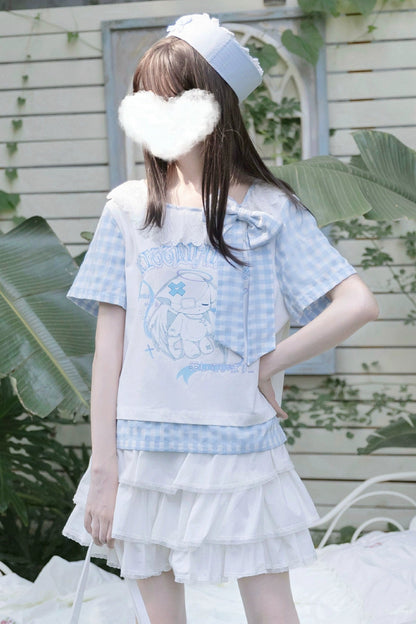 Gingham Check Ribbon Top + Cake Skirt