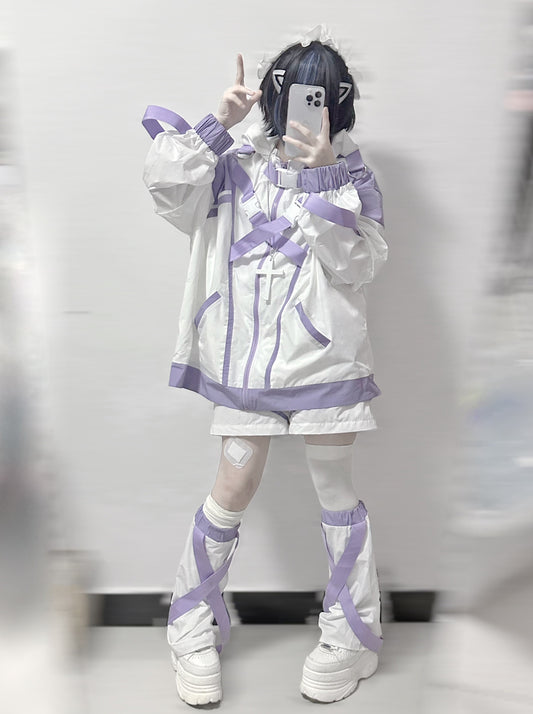 [Future Bionic] design original : cyberpunk functional wind, jacket, jacket, mine, two-dimensional white purple