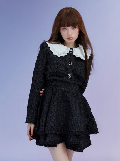 Doll Tweed Jacket + Strap Dress