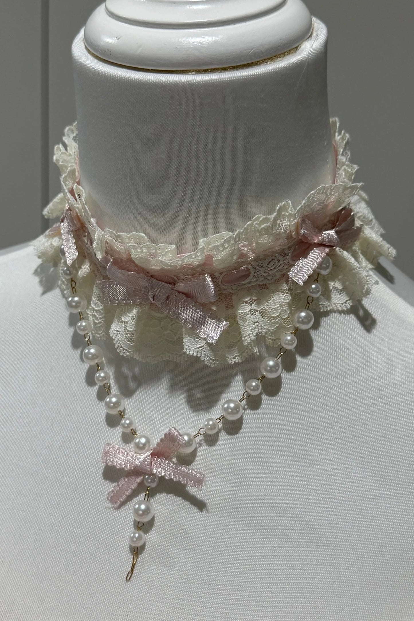 【9月6日予約締切】Romantic Rose Ballet Lolita Series Accessories（Rose Lace Veil Lolita Headpiece＋Lace Pearl Bow Choker）