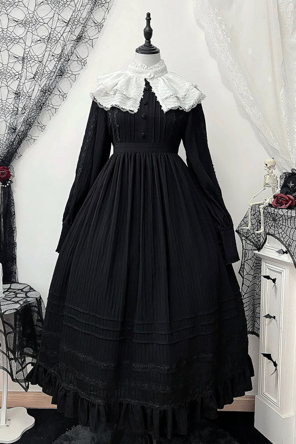 ダークゴシックロングドレス+レースカラー
