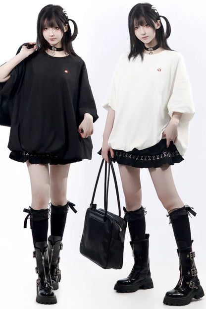 t-shirt oversize con logo mela