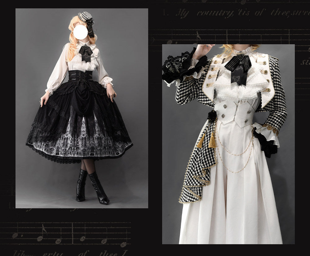 【予約商品】チャーチクワイアゴシックロリータハウンドストゥースドレスアンドプリンススーツフルセット＋コンプリートセット＋ハット