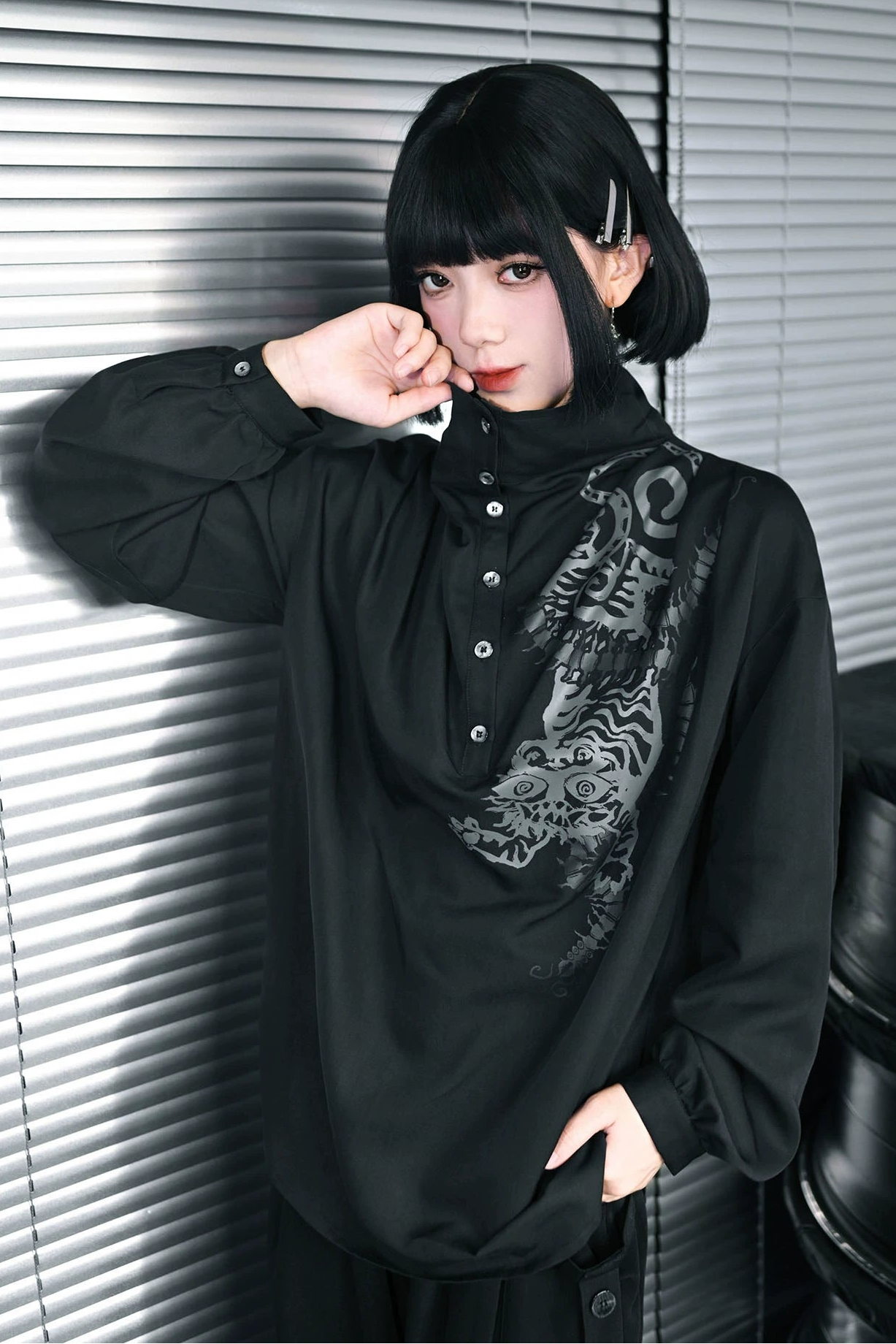 Slimming Retro Lantern Sleeve Top