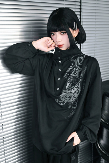 Slimming Retro Lantern Sleeve Top