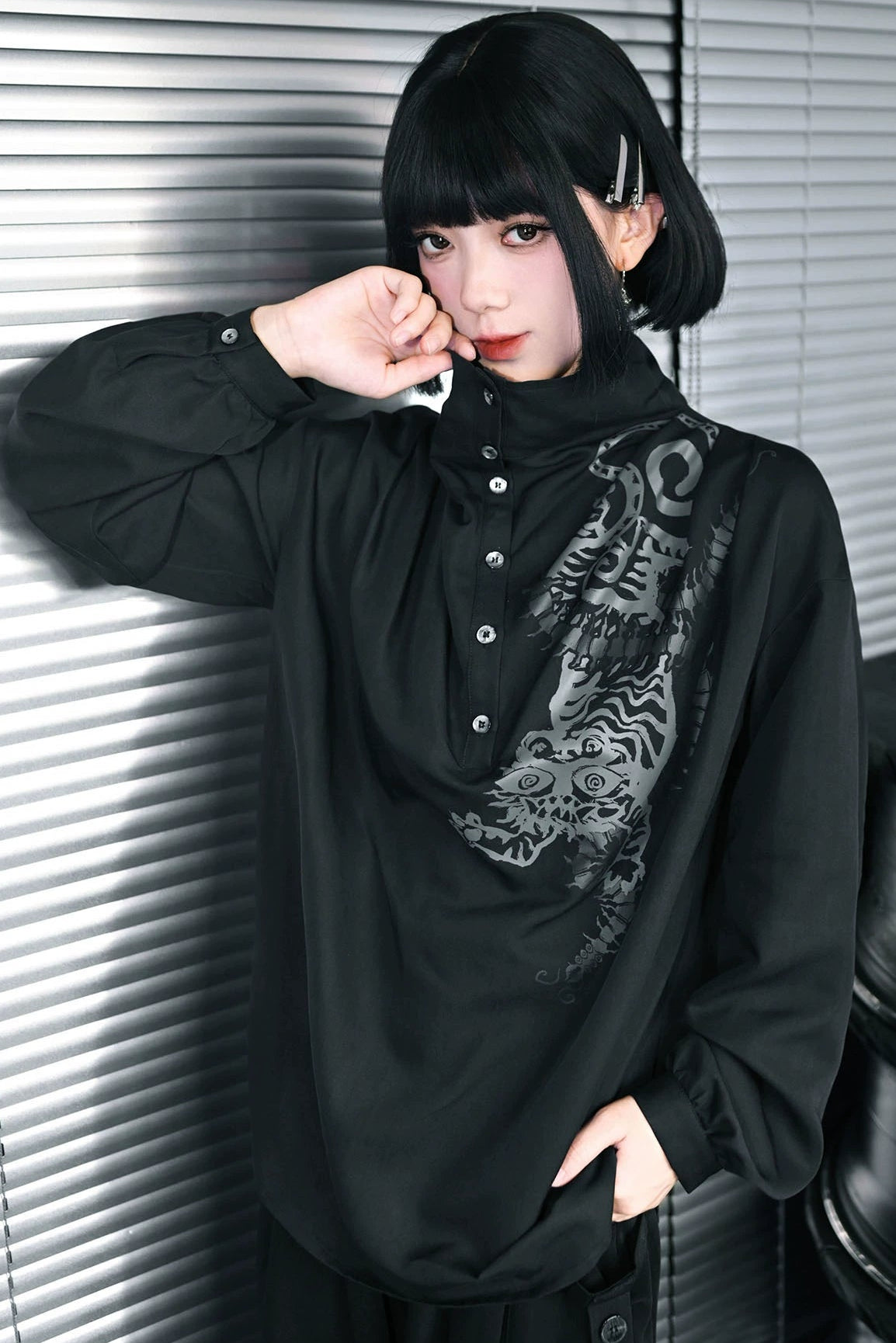 Slimming Retro Lantern Sleeve Top