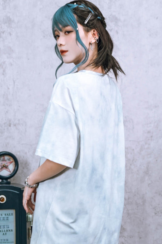 Drop Shoulder Printed Tie Dye Shirt