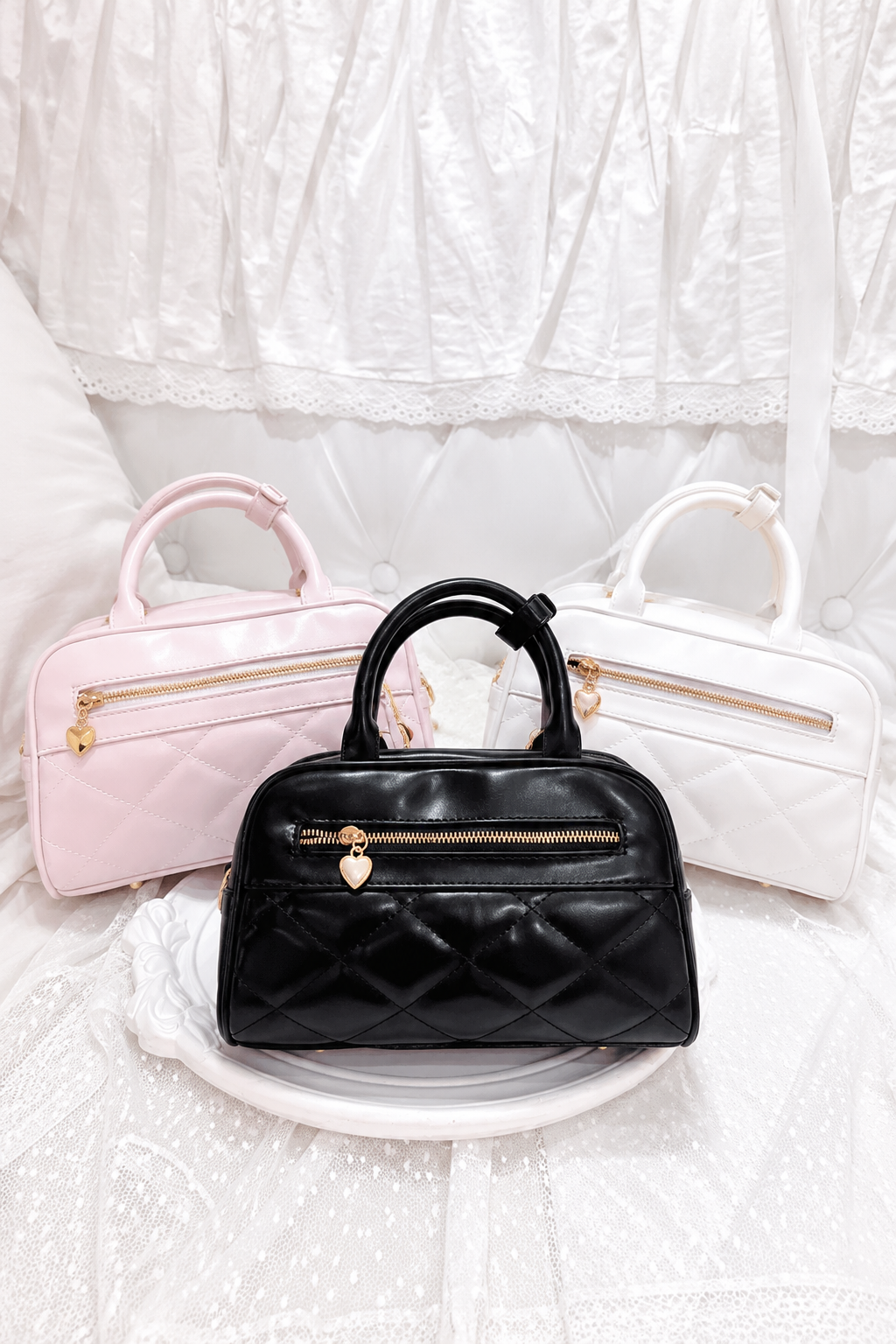 프릴 리본 보스턴백