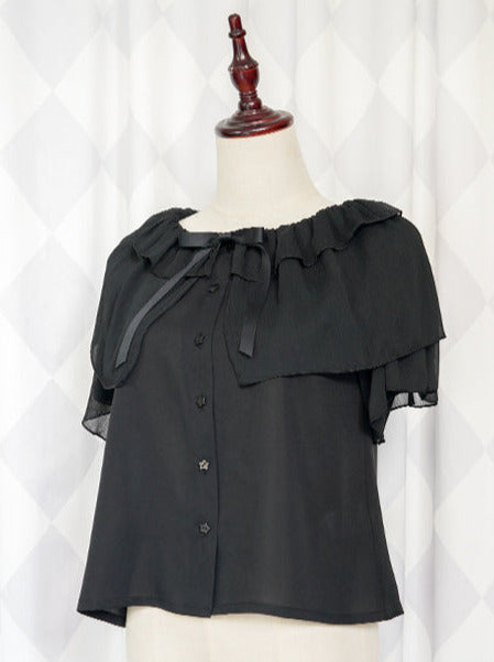 ウインドサマーリボンシフォンフリルシャツ