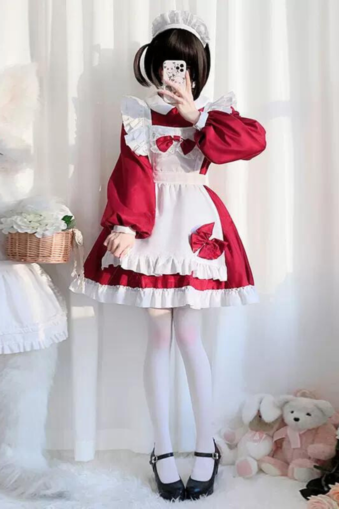 Sweet Red Ribbon Maid Set