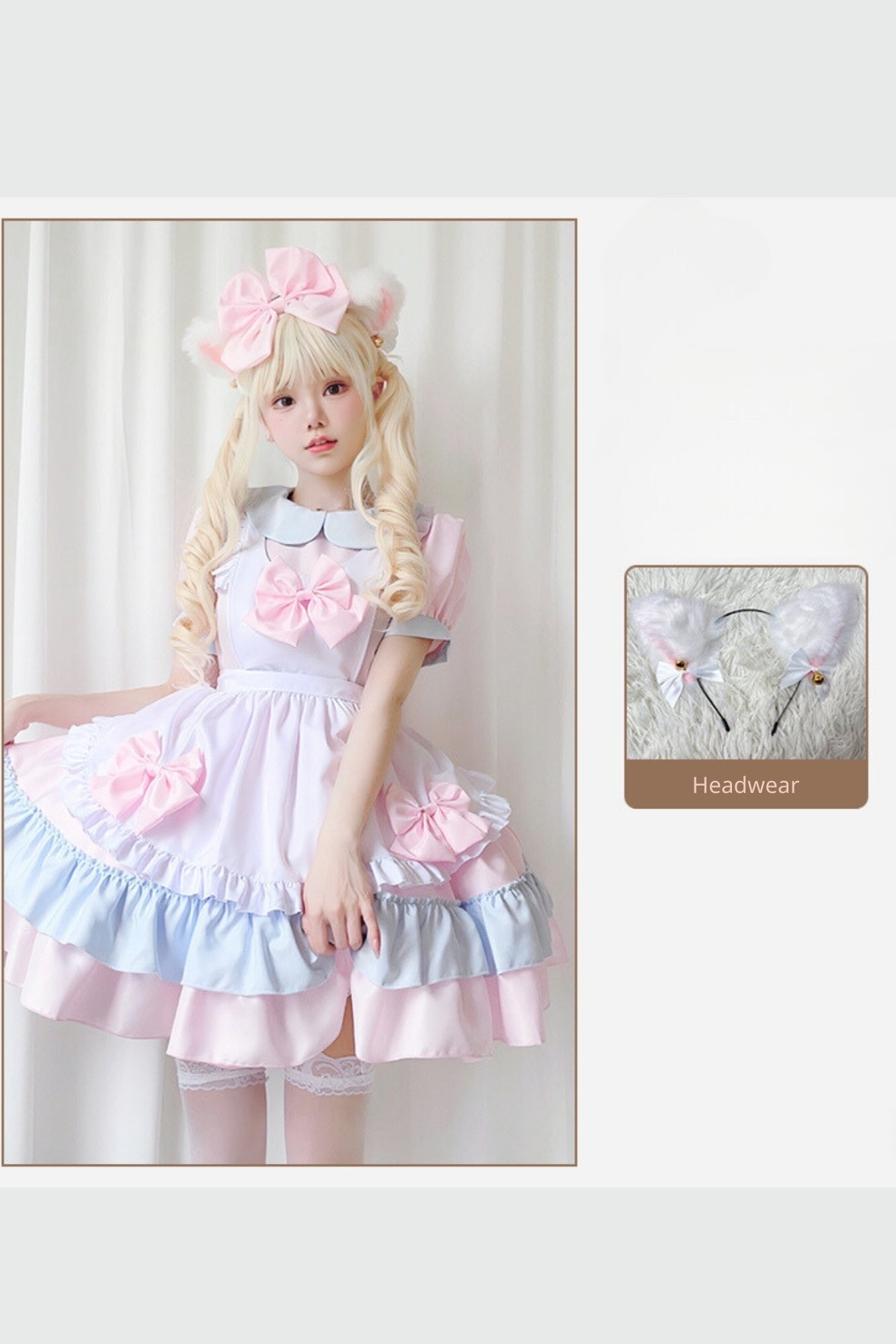 Pink And Blue Lolita Maid Dress