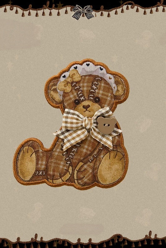 【9月8日予約締切】Vintage Teddy Bear Classic Lolita Series Accessories（Black Hat With Ribbon Train / Mini Hat &amp; Bear Ear KC With Ribbon Decoration / Bear Ear Bonnet / Brown Bear Brooch / Bear Embroidered Brooch）