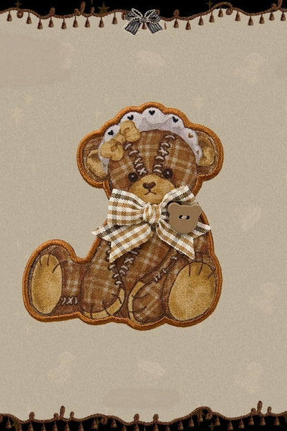 【9月8日予約締切】Vintage Teddy Bear Classic Lolita Series Accessories（Black Hat With Ribbon Train / Mini Hat &amp; Bear Ear KC With Ribbon Decoration / Bear Ear Bonnet / Brown Bear Brooch / Bear Embroidered Brooch）