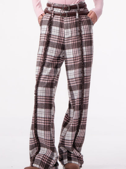 Wide Check Sweet Casual Pants