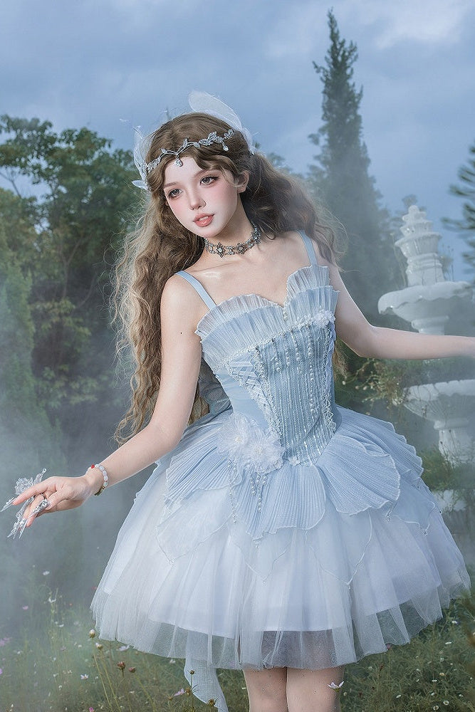 【8月13日予約締切】アイスブルーミスティエルフファンタジーロリータウィングチュールドレス