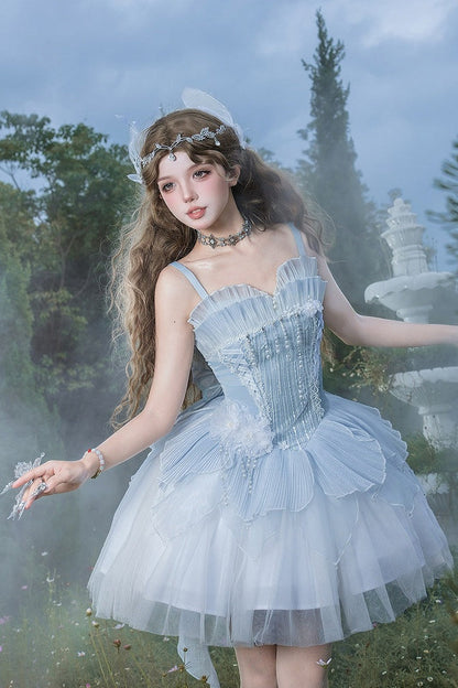 【8月13日予約締切】アイスブルーミスティエルフファンタジーロリータウィングチュールドレス