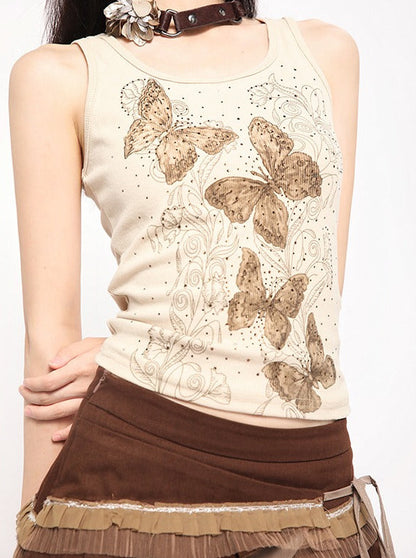 Subculture retro butterfly frying tank top + lace frill assailered skirt