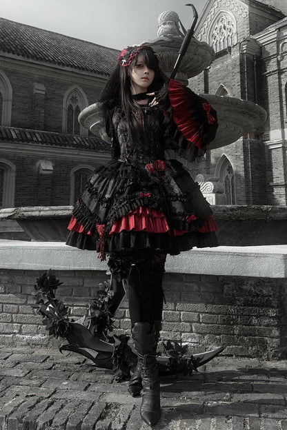 【4月21日予約締切】ブラッドフィーストダークゴシックローズクロスコルセットサスドレス＋ベルスリーブショートジャケット＋アクセサリー