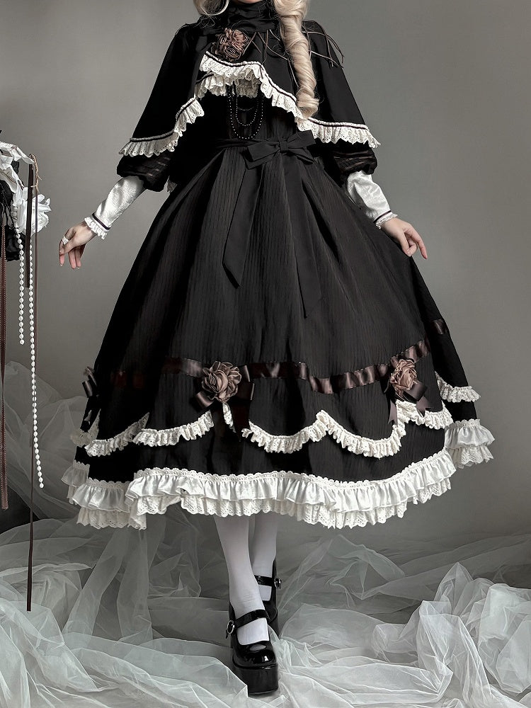 【12月23日予約締切】トワイライトレインロマンティックローズハイネックカラー付きフリルケープ