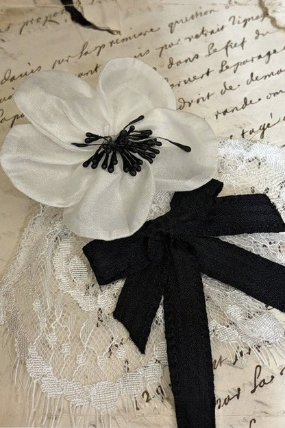 [Reservierungsschluss: 18. August] Accessoires der White-Fairy-Lolita-Serie (2WAY-Blumen-Schleifenbrosche/Haarclip)