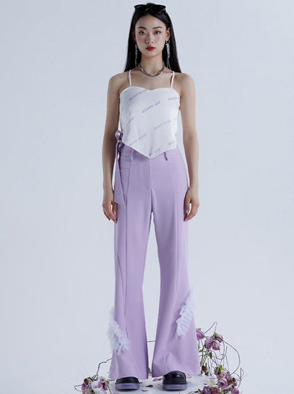 Slim Flared Waist Design Wide Pants