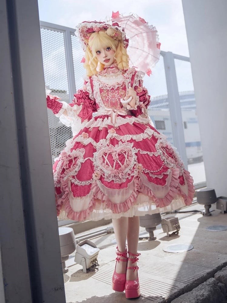 【2月22日予約締切】アンティークベリーローズロマンティックファンタジーロリータショートドレス