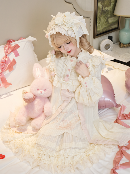 [Reservation Deadline: January 29th] Strawberry Sweet Lolita Romantic Frill Dress + Hair Accessory