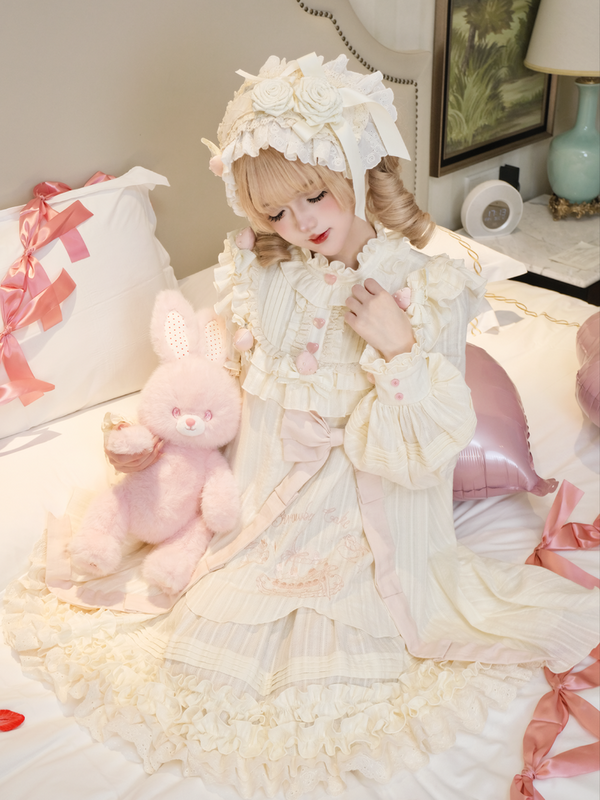 [Reservation Deadline: January 29th] Strawberry Sweet Lolita Romantic Frill Dress + Hair Accessory