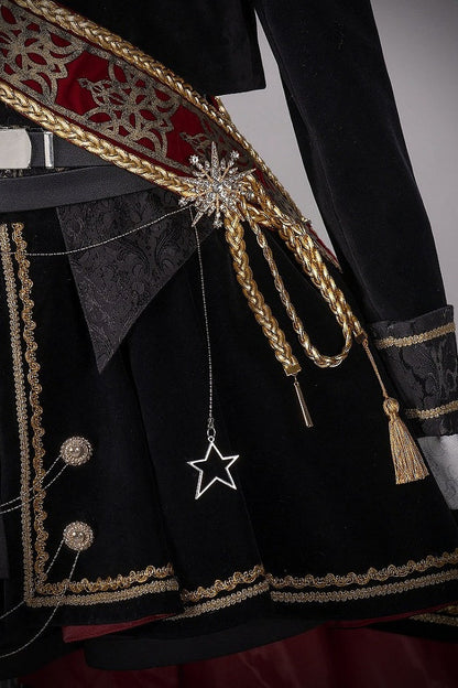 [Pre-order Deadline: December 7] Dark Red & Black Royal Prince-Style Military Lolita Coordinated Set 1/2 + Full Set Ouji Fashion