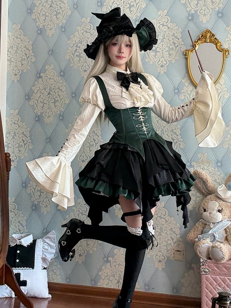 【12月3日予約締切】inverted spell contract ダークゴシックウィッチドレスフルセット＋シャツ＋ベスト＋スカート