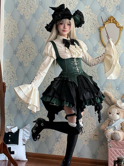 【12月3日予約締切】inverted spell contract ダークゴシックウィッチドレスフルセット＋シャツ＋ベスト＋スカート
