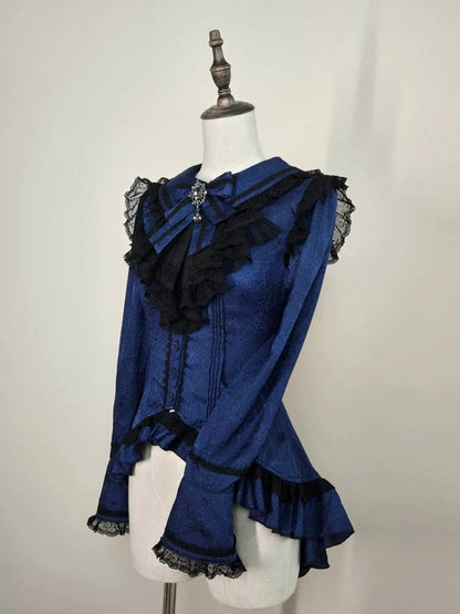 Spider Web Gothic Lace Ribbon Shirt